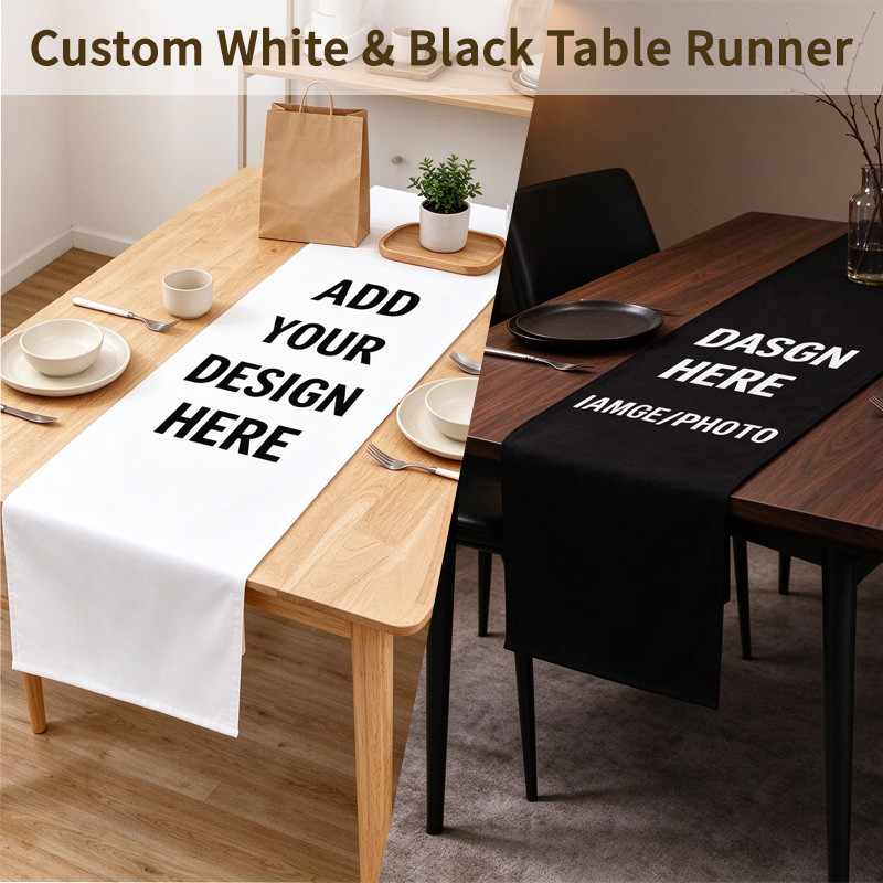 Home Textiles Usa - Taplak Meja Hitam/Putih untuk Ruang Makan,